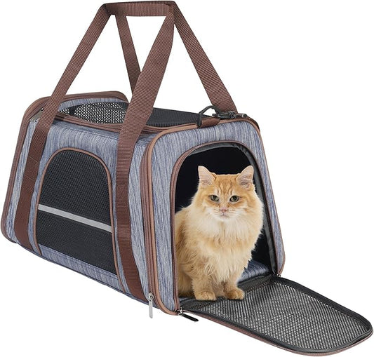 HiCaptain Soft Cat Carrier with Top Mesh Window - Pet Carrier Breathable for Medium Cats and Small Dogs Puppies up to 15 lb (Blue)