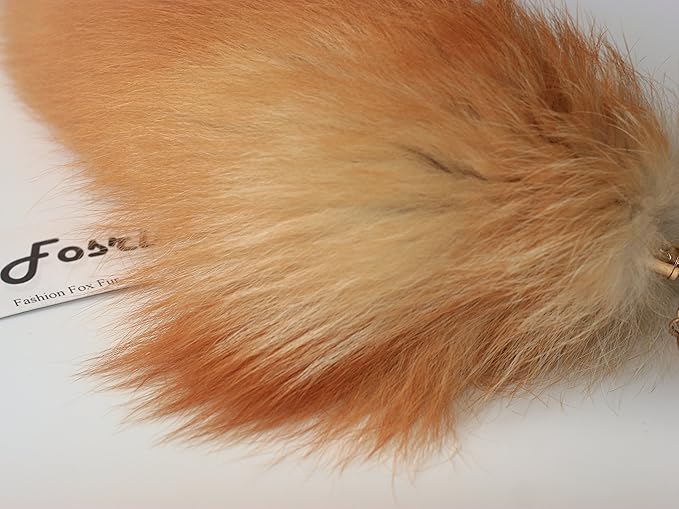 Fosrion Real Fox Tail Fur Hair Cat Bites Catching Hunting Toy (Orange, Only Tail)