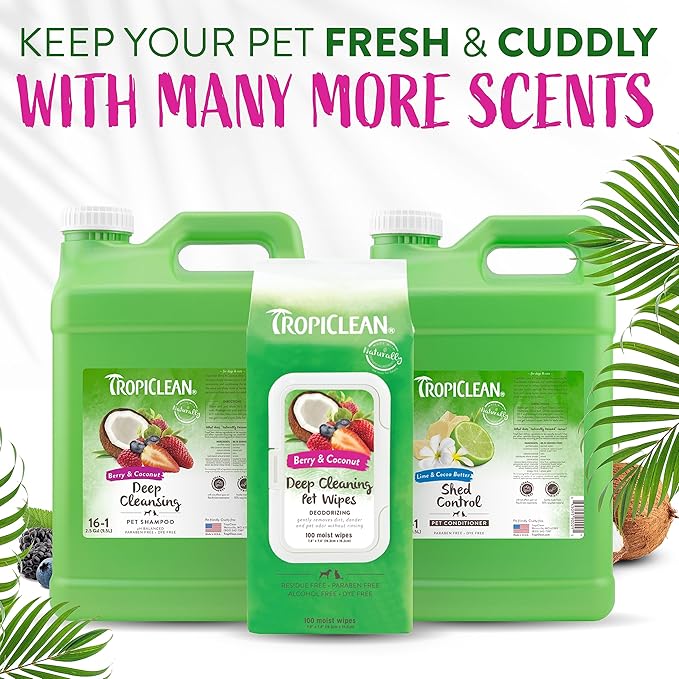 TropiClean Deodorizing Cat & Dog Shampoo for Smelly Pets | Puppy & Kitten Safe, Long-Lasting Odor Control, Berry Scent | Made in the USA | 2.5 Gallon