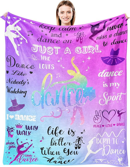 Dance Gifts for Girls Dancer Blanket Soft Flannel Dancers Merch Throw Blanket for Dance Lovers Team Dancing Gifts Stuff 50"x40"