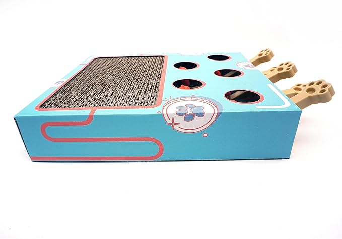 Cat Enrichment Toys,Interactive Whack a Mole Game, Scratching Pad, and Cardboard Box for Indoor Cats Cat Whack a mole Toy with cat Scratching pad,Cat Scratching Post