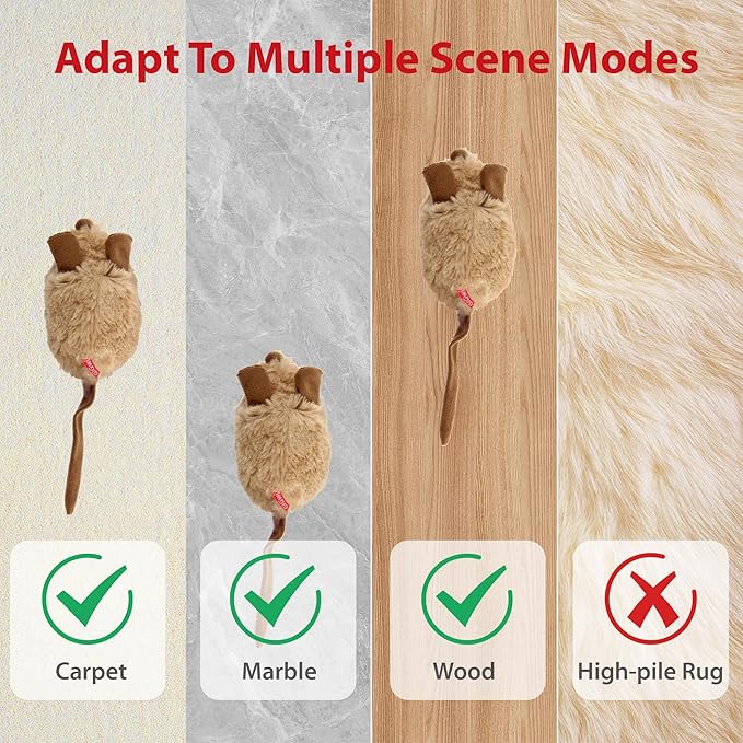 Gigwi Interactive Cat Toys For Indoor Cats, Moving Cat Toy For Bored Indoor Adult Cats, Automatic Electronic Moving Mouse Cat Toys With Realistic Squeaky, Kitten Toys For Hunting Play Exercise