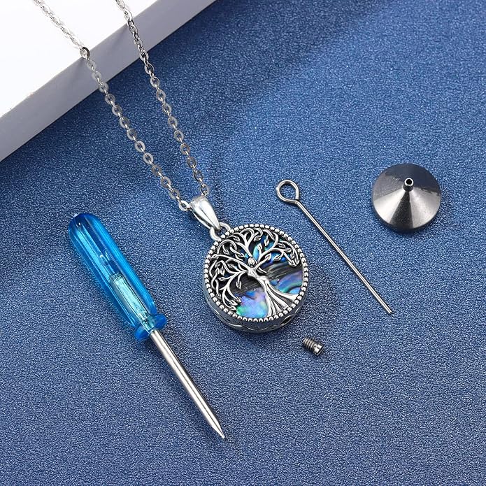Aniu Cremation Jewelry for Ashes S925 Sterling Silver Urn Necklace Memorial Necklace for Human Ashes of Loved Ones Keepsake Pendant for Men Women
