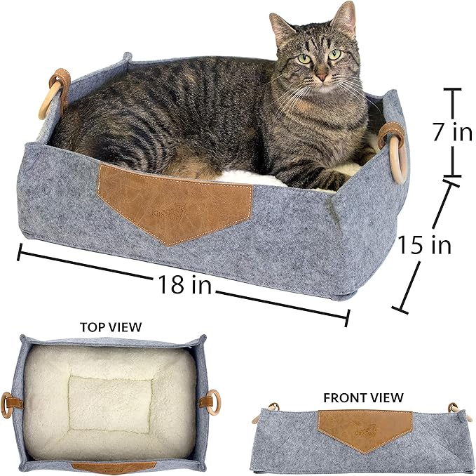 Kitty City Felt Lounge Sleeper Bed, Warm and Cozy cat Bed, Gray (CM-10068-CS01)