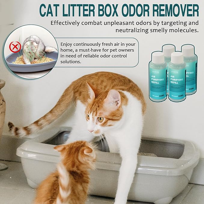 (4 Bottles, Unscented) Cat Litter Deodorizer for PETKIT PuraX PuraMax Self-Cleaning Cat Litter Box Odor Eliminator for Strong Odor Remover Litter Box Deodorizer Replaced Odor Removers Refills