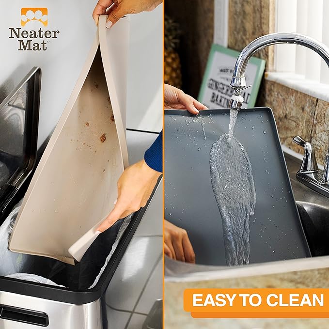 Neater Pet Brands Neater Mat Pet Mats for Food and Water, Dog Bowl Mat Waterproof Silicone, Pet Mat for Dog or Cat, Dog Food Mats for Floors Waterproof, Dog Water Mat & Dog Food Mat with Raised Edge