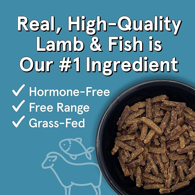 Real Meat Air Dried Cat Food & Dog Food w/ Real Lamb & Fish - 3.5lbs of USA-Crafted Grain-Free Dry Dog & Cat Food Sourced from Free-Range Lamb & Ocean-Caught Fish - All Natural, High Protein Pet Food
