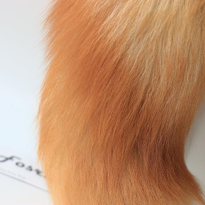 Fosrion Real Fox Tail Fur Hair Cat Bites Catching Hunting Toy (Orange, Only Tail)