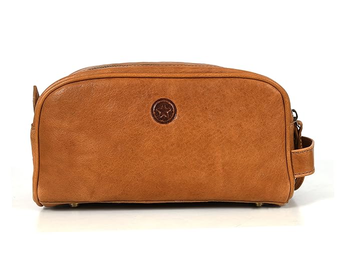 10" Premium Leather Toiletry Travel Pouch With Waterproof Lining | King-Size Handcrafted Vintage Dopp - Kit ~ Gift for Father's Day By Aaron Leather Goods