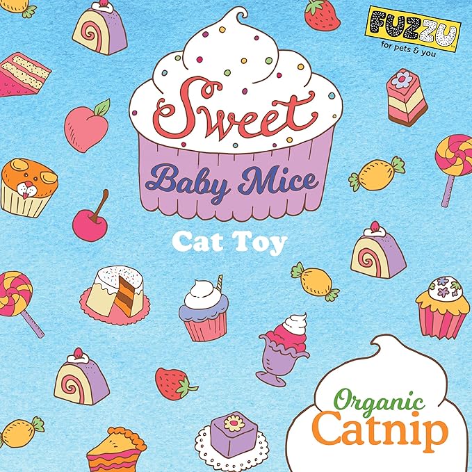 FUZZU Sweet Baby Mice Cat Toy|Cat Toy Catnip | Interactive Cat Toy | Stimulating Cat Toy | Organic Catnip | Pink