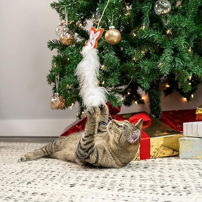 Doggy Parton 5-Piece Holiday Cat Teaser and Felt Toy Set, Red