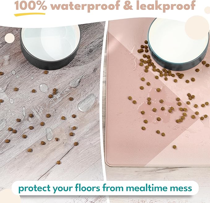 NALALAS Large Dog Mat for Food and Water, Cat Feeding Mat | Large Waterproof Dog Bowl Mat | Non-Slip Pet Food Mat for Floors | Dog Food Mats for Floors, Pet Mats for Food and Water | Easy to Clean