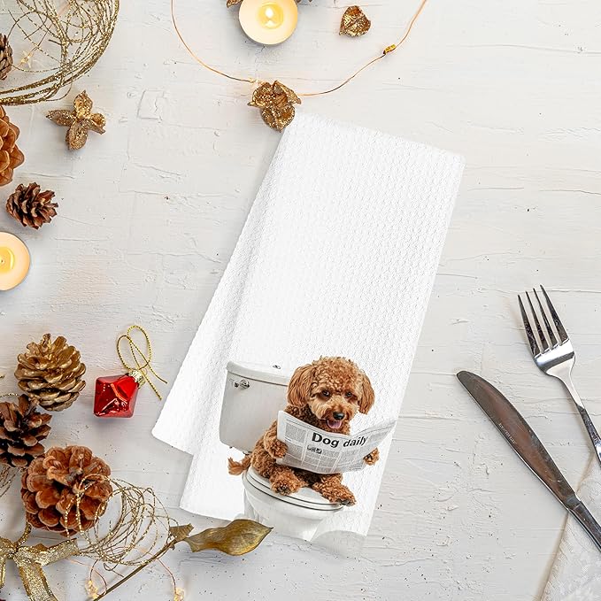 Poodle Hand Towels for Bathroom, Funny Dog Kids Bathroom Decor, Poodle Dog Gifts for Women, 16x24 Inch