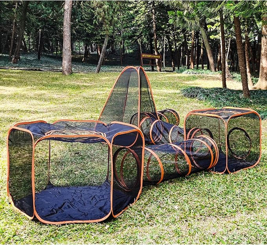 Outdoor Cat Enclosures, 6-in-1 Outdoor Cat Tent with Cat Tunnel DIY in Multiple Ways, Cat Playpen Play Tents for Cats Rabbits Ferrets and Small Animals, Indoor/Outdoor Cat House