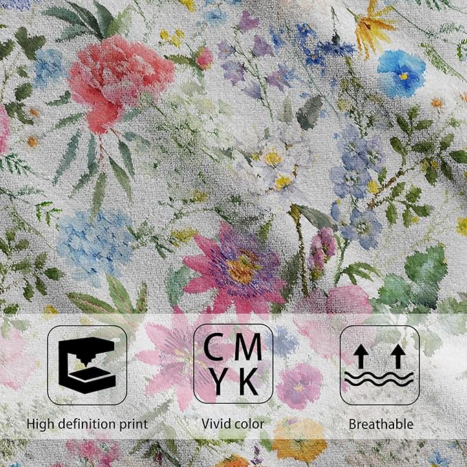 Colorful Flowers Botanical Leaves Hand Towel Set of 2,Watercolor Spring Floral Soft Absorbent Decorative Bathroom Kitchen Towel for Bathroom Kitchen Hotel Gym Yoga