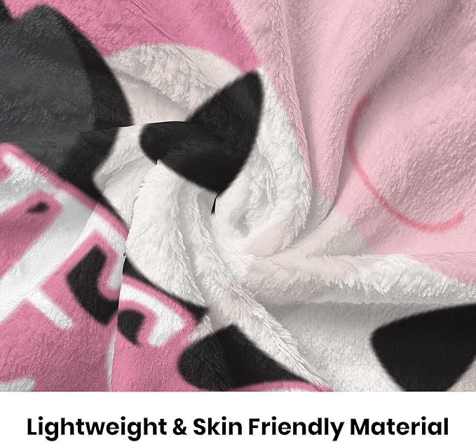 Pink Cow Print Throw Blanket, 60"x80", Cow Lovers Gift, Flannel, Modern Cow Print, Unisex Adults