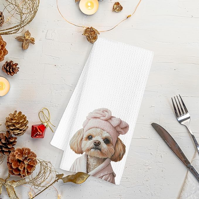 Pink Shih Tzu Hand Towels for Bathroom, Shih Tzu Bathroom Hand Towels, Dog Bathroom Decor, Kids Hand Towels, Kids Bathroom Decor, Shih Tzu Gifts for Women Dog Lovers, 16x24 Inch