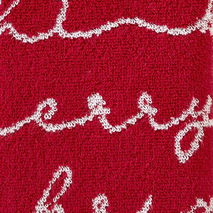 SKL Home Christmas/Winter Merry & Bright Hand Towel 2pc Set for Bath/Kitchen/Bar & Gift, Red