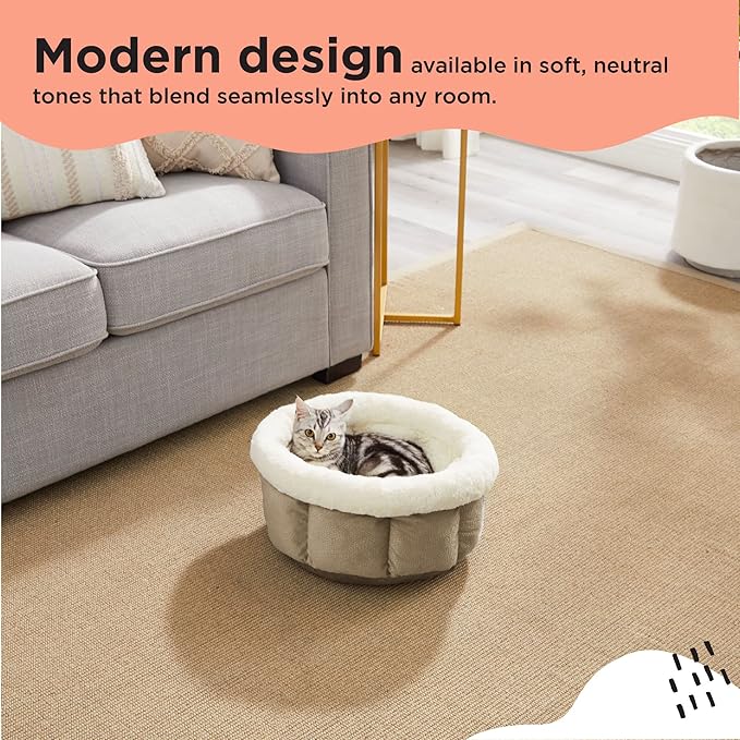 Best Friends by Sheri Cuddle Cup Ilan Cozy Microfiber Cat and Dog Bed in Standard Wheat