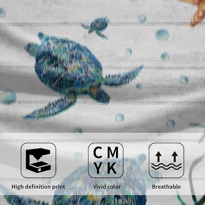 Sea Turtle Hand Towels Set of 2 Tropical Ocean Guest Bath Towel Soft Fingertip Kitchen Dish Towel Gym Spa Home Bathroom Decorations