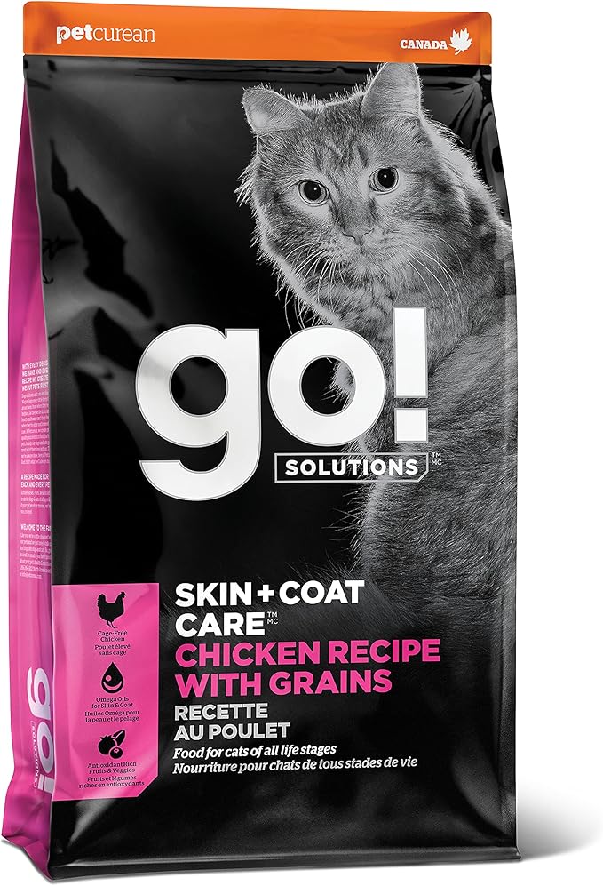 Go! Solutions Skin + Coat Care, Dry Cat Food, Chicken Recipe with Grains, 8 lb Bag