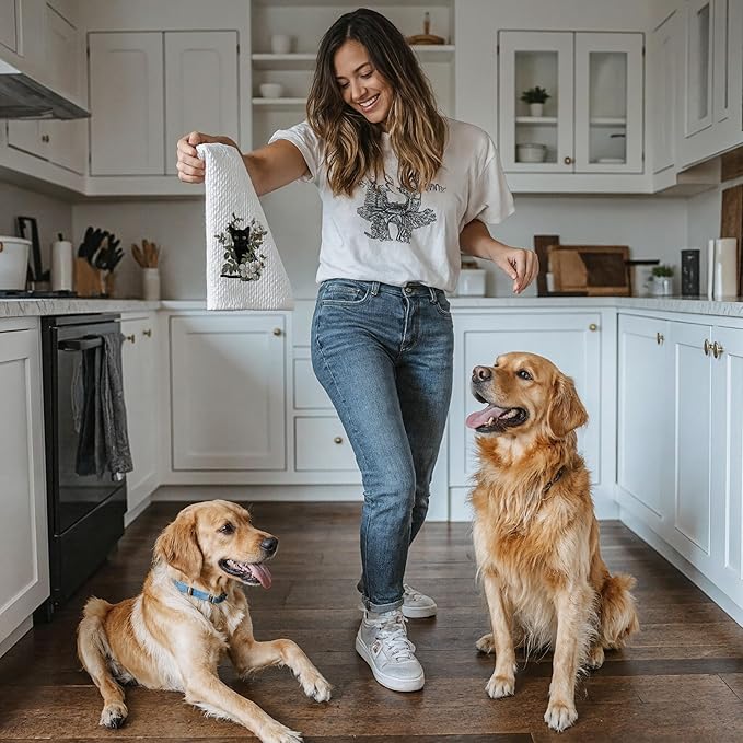 Black Cat Kitchen Towels, Floral Cat Hand Towels for Bathroom, Cat Dish Towels for Kitchen, Cat Towels for Cat Lovers, Black Cat Gifts, Cat Mom Gifts, Black Cat Decor, 16x24 Inch