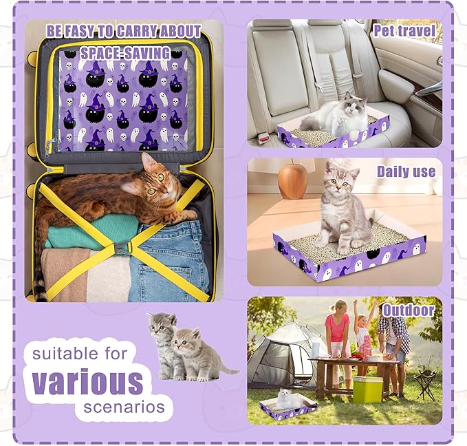 30 Pack Disposable Cat Litter Box, Foldable Paper Litter Box, Travel Cat Litter Box,Non Clumping Durable and Waterproof,Low Entry Easy Disposal,Portable(13.6x9.7x1.9 in)