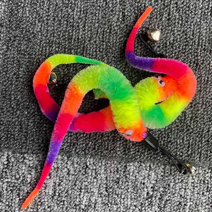 Cat Worm Toy Refills Cat Wand Toys Replacement, Cat Teaser Toy, Cat Wand Toy Worm Refill for Cat Wand (16Pcs Worm Refills)