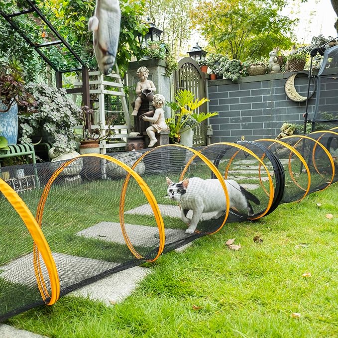Cat Play Tunnel-2 Packs for Indoor and Outdoor, Cat Play House, Cat Enclosures Easy to Connect with Two Zipper Doors,Product Size 67'' x 18'',2pcs /Set,Orange.