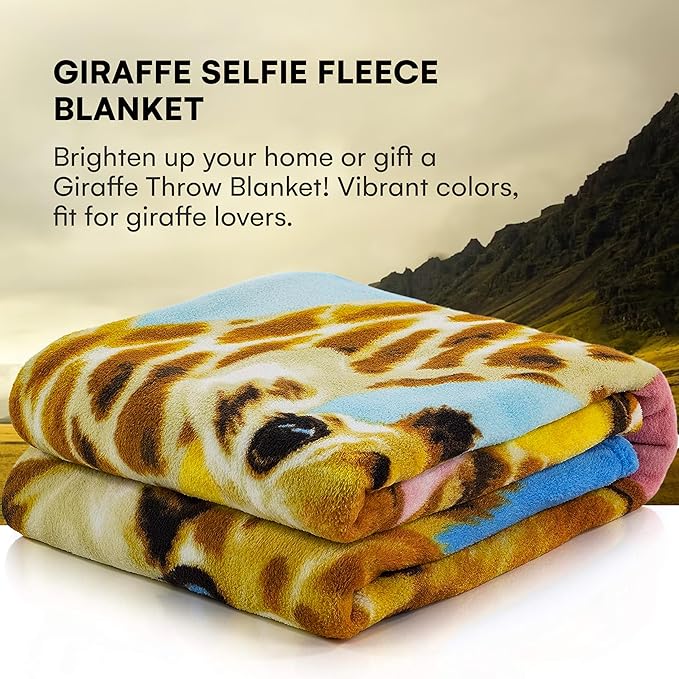 Dawhud Direct Selfie Giraffe Fleece Blanket for Bed, 50" x 60" Giraffe Fleece Throw Blanket for Women, Men and Kids - Super Soft Plush Giraffe Blanket Throw