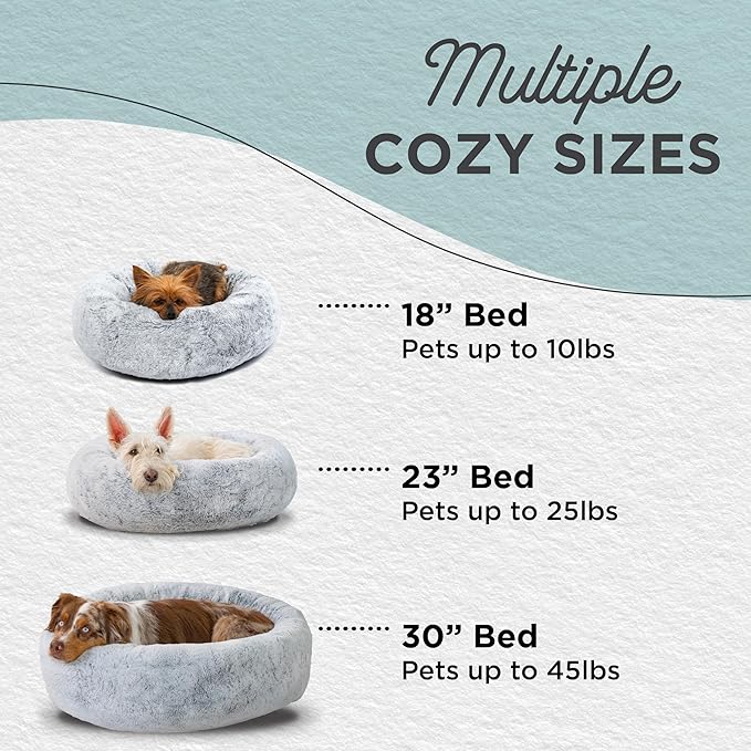 Best Friends by Sheri SnuggleSoft Faux Fur Calming Donut Bed for Dogs, Gray, Medium, 30" x 30"