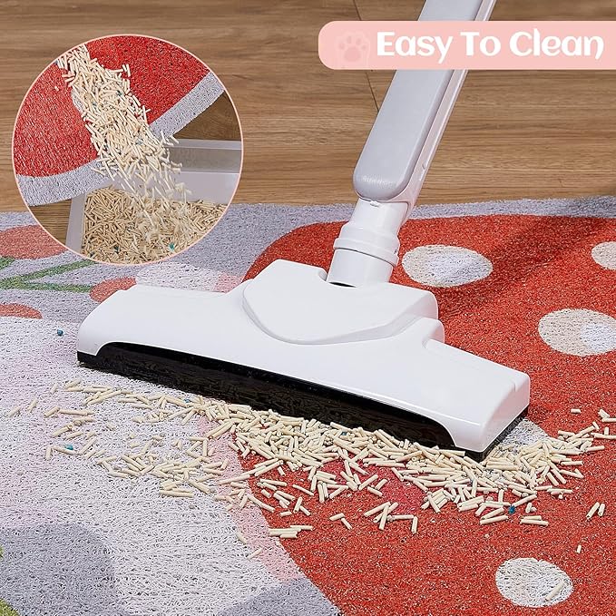 Bienbee Cat Litter Mat, 33.5 x22.5in Cat Litter Mat Litter Trapping Mat Easy to Clean, Litter Box Mat with Bottom, Unique Graphic Design Cat Mats for Litter, Mushroom L