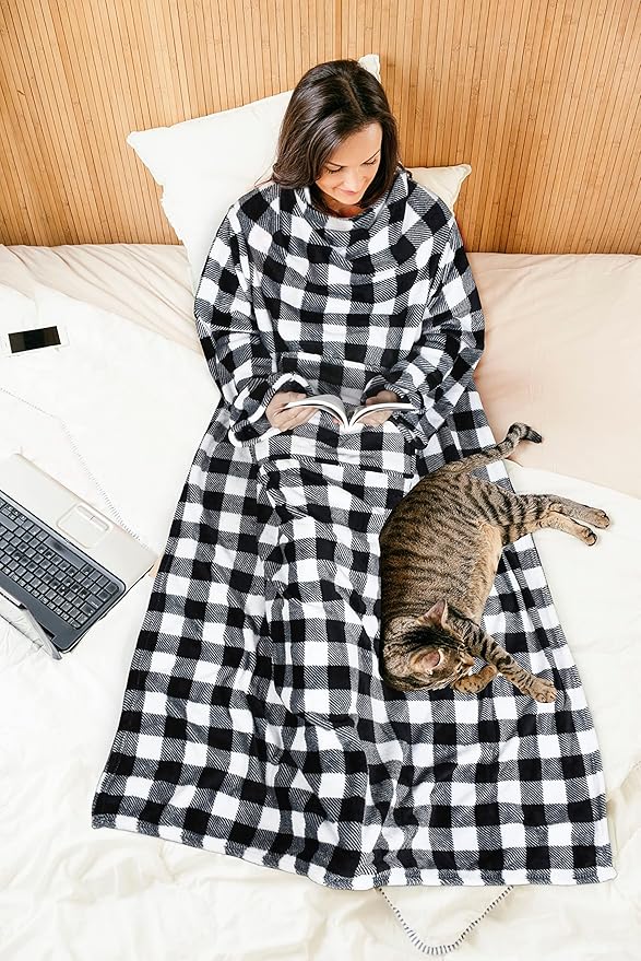 Solaris Wearable Blanket with Sleeves for Adults, Softness Comfort Warmth Fleece Gift for Women Men, Snuggy Body Throw TV Blanket for Home Office Lounge, Gift for Your Lover