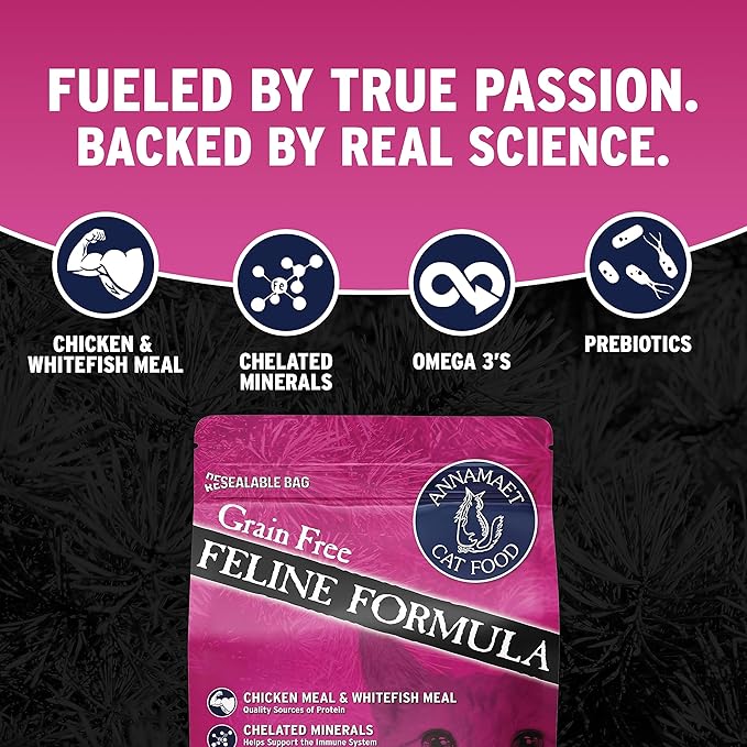 Annamaet Grain-Free Feline Formula Dry Cat Food, (Chicken & Fish), 4-lb bag