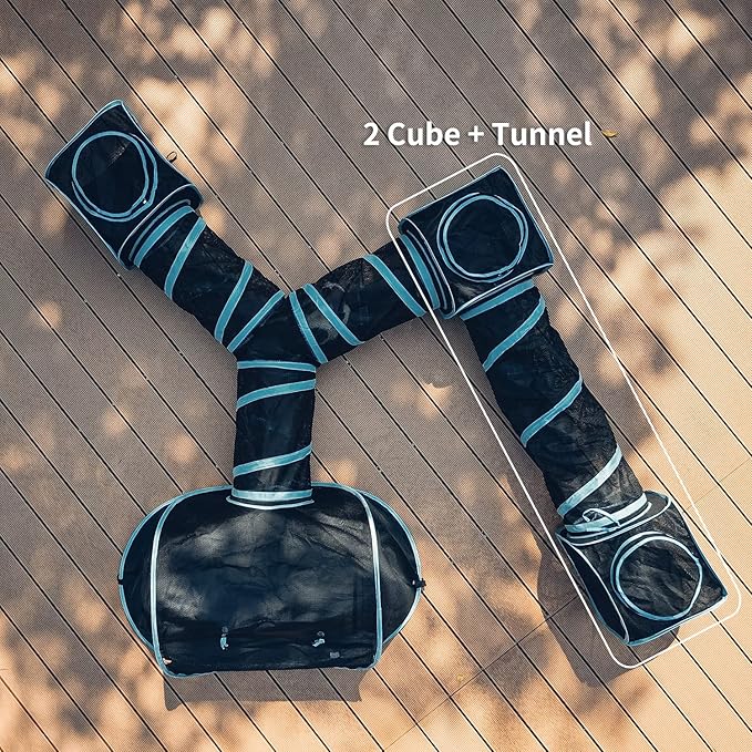 Cat Furniture Tent for Indoor and Outdoor Playpen Portable Cat Tunnels, Outdoor Kennel (2 Cube + Tunnel)