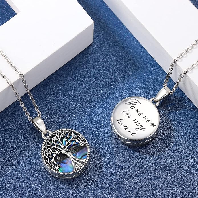 Aniu Cremation Jewelry for Ashes S925 Sterling Silver Urn Necklace Memorial Necklace for Human Ashes of Loved Ones Keepsake Pendant for Men Women