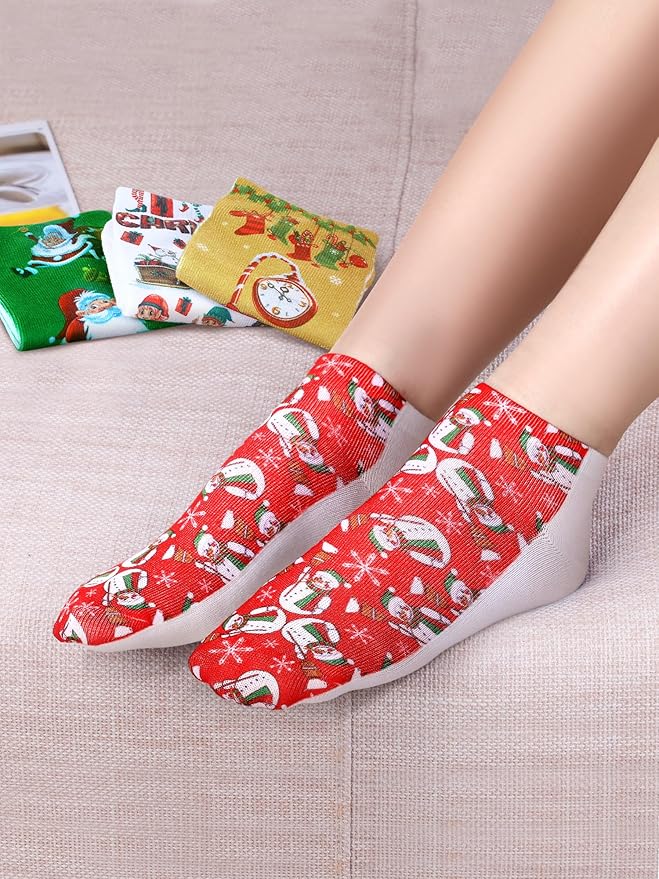 Boao 6 Pieces Halloween Socks 3D Print Casual Funny Pumpkin Cat Ankle Short Sock