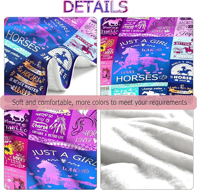 Horse Blanket Ultra Soft Flannel Throw Blanket Lightweight Cozy Plush Blanket for Horse Gifts for Horset Lovers 50"X40"