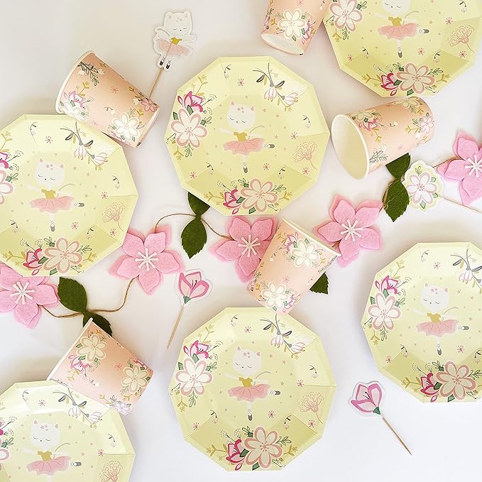 Cat Ballerina Party Plates (Set of 8)| Ballerina Birthday Party | Cat Paper Plates | Ballerina Paper Plates | Cat Birthday Party