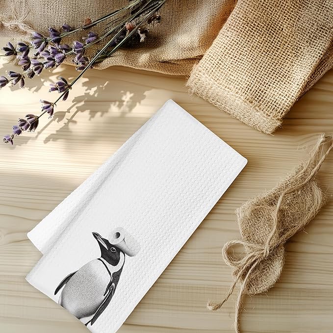 Penguin Hand Towels for Bathroom, Penguins Bathroom Hand Towels, Penguin Bathroom Decor, Funny Hand Towels, Penguin Gifts for Women Penguin Lovers, 16x24 Inch