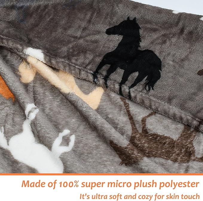Solaris Wearable Horse Pattern Blanket with Sleeves, Super Soft Warm Snuggy Body TV Throw Blanket for Home Office Lounge, Horse Gift for Adult Women Men
