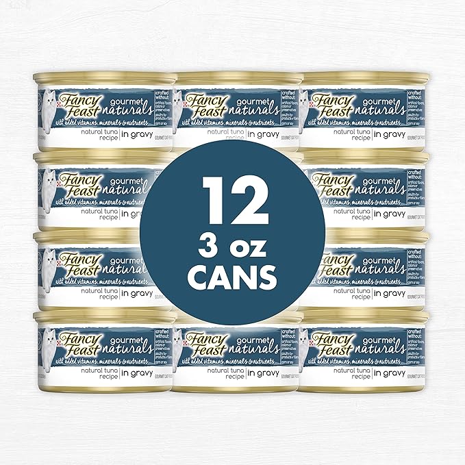 Purina Fancy Feast Wet Cat Food Gourmet Naturals Tuna Recipe in Wet Cat Food Gravy - (Pack of 12) 3 oz. Cans