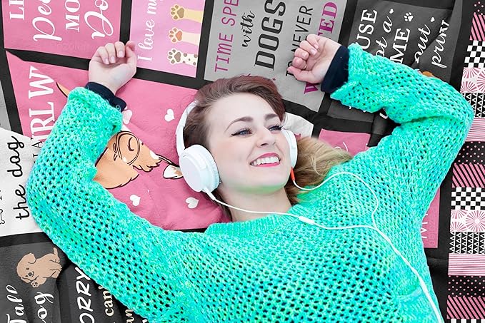 Dog Mom Gifts for Women, Dog Lovers Gifts, 100% Polyester Flannel Dog Themed Throw Blanket, 50"x60"