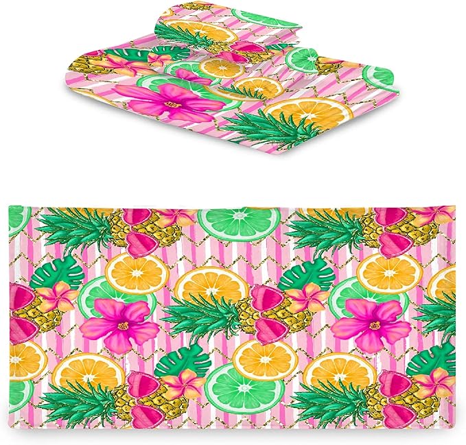 Gaming 3 Piece Towel Bathroom Sets, 1 Bath Towel, 1 Washcloth, 1 Hand Towel, Cotton Fast Dry Soft Absorbent Towel Set for Home Kitchen Family (Holiday Pineapple)