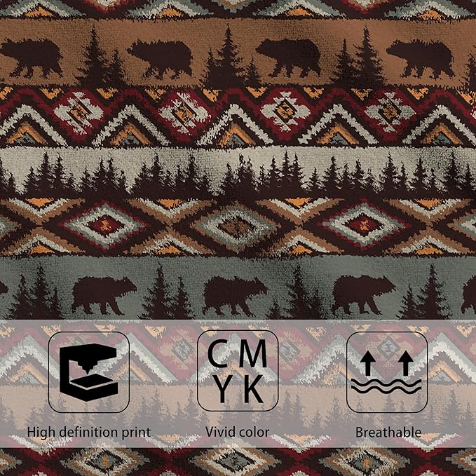 Vintage Brown Bear and Forest Kitchen Hand Towel Set of 2,Wild Animals Bathroom Hand Towel,Soft Absorbent Decorative for Bathroom Kitchen Hotel Gym Yoga
