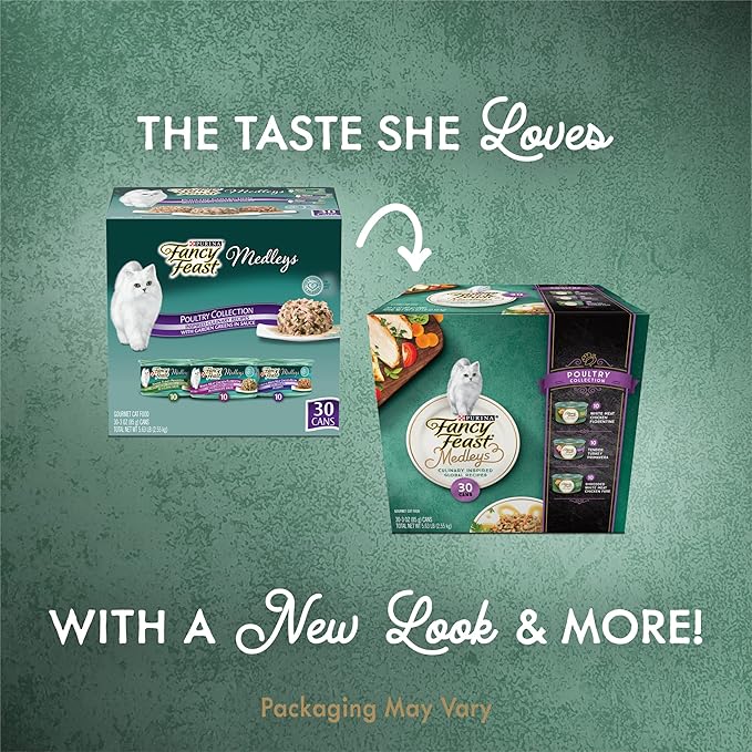 Purina Fancy Feast Medleys Poultry Collection Wet Cat Food Variety Pack - (Pack of 30) 3 oz. Cans