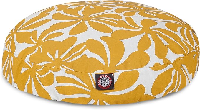 Yellow Plantation Large Round Indoor Outdoor Pet Dog Bed With Removable Washable Cover By Majestic Pet Products