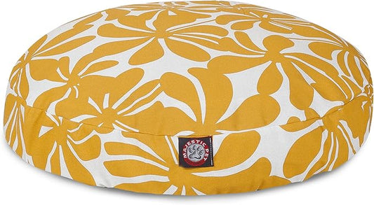 Yellow Plantation Large Round Indoor Outdoor Pet Dog Bed With Removable Washable Cover By Majestic Pet Products