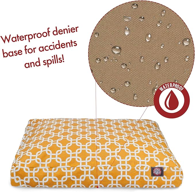 Yellow Links Small Rectangle Indoor Outdoor Pet Dog Bed With Removable Washable Cover By Majestic Pet Products