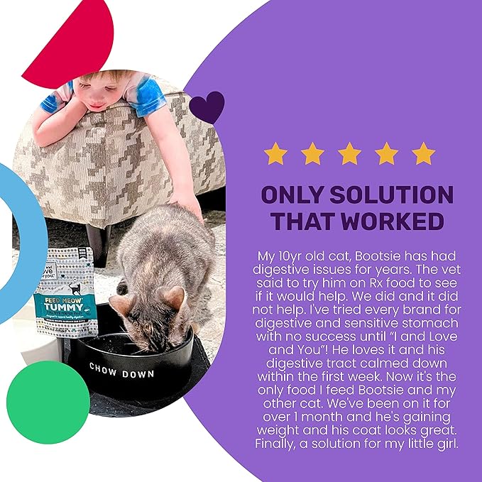 I and love and you Feed Meow Tummy Wet Cat Food - Tuna + Pumpkin - Digestion Support, Grain Free, Shredded, 3oz Pack of 12